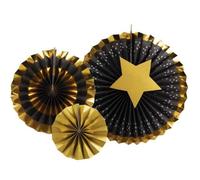 Rosaces à suspendre - PTIT CLOWN - REF/22844 - Noir et Doré Or - 3 tailles - Thème étoile