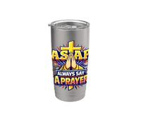 Rosaire « Always Say A Prayer » - Croix chrétienne - Mains p Gobelet isotherme en acier inoxydable double paroi