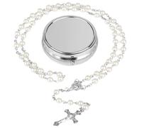 Rosaire Catholique Communion, Chapelet Catholique, Collier de Prière Chrétien Évangélique, Rosario, Rosaire avec Croix, Cadeaux pour Garçons, Cadeaux de Confirmation, Cadeaux pour Filles (Argenté)