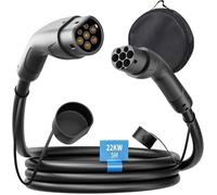 Rosaking Electric Car Charging Cable 22 Kw, Type 2 5 M Ev Charging Cable With 3 Phases And Iec62196,32 A Type 2 Charging Cable For M