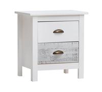 Chevet 2 Tiroirs Bois Aspect Vieilli Blanc et Grisé - ROSALIA - ALTOBUY Blanc G