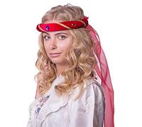 Rosalin Bandeau médiéval pour femme pour costume de princesse ou de demoiselle d'honneur - Rouge