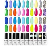 ROSALIND 20 Couleurs Vernis Semi Permanent, Rouge Rose Bleu Jaune Orange Vert Violet Vernis à Ongles Gels avec Base de Vernis et Top Coat Mat et Brillant DIY Manucure Kit Nail Art Salon 7ml 24pcs