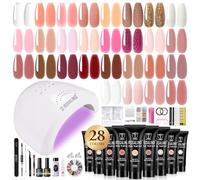 ROSALIND 48W UV/LED Lampe Kit Ongle Gel UV Complet, 28 Couleurs Poligel Ongle Gel Kit Complet, Gel d'Extensions d'Ongles Kit avec Base et Top Coat, Kit Ongle en Gel Nail Art