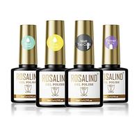 ROSALIND Base et Top Coat Semi-Permanent Vernis Glossy Matt Top Coat Primer Ongles UV LED 4pcs 8ml Pour la conception d'ongles en gel