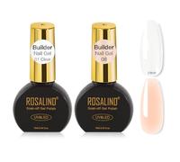 ROSALIND Gel Construction Ongle UV 2PCS Claire Blanc Nude Builder Nail Gel | 10ML Transparente Couleur Nude Gel Builder pour Nail Renforcement, Réparation, UV/LED Ongle Consruction Manucure Set