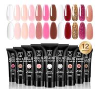 ROSALIND Gel pour Extension d’ongle 12 Couleurs 10ml Rapide Construction | Mini UV LED Rapide Construction Ongle Gel, Poly Ongle Gel pour les Débutant, Professionnel et Salon de Manucure Nail Art Set