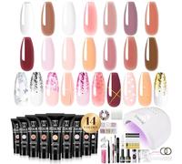 ROSALIND Gel pour Extension d’Ongle 14 Couleurs Kit avec 48W Lampe | Mini Gel d'Extensions d'Ongles Kit avec 48W Lampe, Gel Construction Ongle UV Kit Complet avec Base et Top Coat, Slip Solution