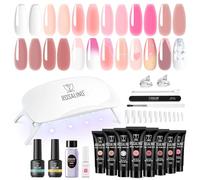 ROSALIND Kit UV Acrygel pour Ongle Complet, 8 Couleurs 10 ml Poly Extension d'ongles en Gel Avec Lampe UV, Base & Top Coat et Outils de Manucure, DIY Nail Art Ongles Gel Complet Kit pour Débutant