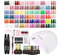 ROSALIND Kit Vernis Semi Permanent Complet 60+5 PCS avec 48W UV/LED Lampe | Rose Bleu Vert Rouge Violet Orange Vernis Gel, Kit Ongle Gel UV Complet Cadeau pour Femmes Débutant Nail Art Kit