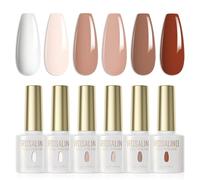 ROSALIND Lot Vernis Semi Permanent Blanc Nude Marron Rouge Foncé 6 Couleurs Vernis à Ongles Gels Semi-permanents UV LED Soak Off Gel Polish Nail French Manucure Kit 6ml