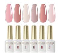 ROSALIND Lot Vernis Semi Permanent Jelly Rose Rose Clair Couleur d'Avoine 6 Couleurs Vernis à Ongles Translucide Classique UV LED Soak Off Gel Polish Nail French Manucure Kit 6ml