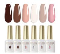 ROSALIND Lot Vernis Semi Permanent Marron Nude Rose clair Rose 6 Couleurs Vernis à Ongles Gels Semi-permanents UV LED Soak Off Gel Polish Nail French Manucure Kit 6ml