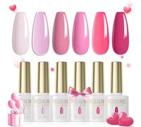 ROSALIND Lot Vernis Semi Permanent Rose Néon Rose Foncé Violet Clair 6 Couleurs Vernis à Ongles Gels Semi-permanents UV LED Soak Off Gel Polish Nail French Manucure Kit Valentin