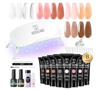 ROSALIND Poly Extension d'ongles Gel 8*10ml Mini Lampe,Base&Top Coat Kit