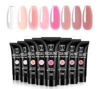 ROSALIND Poly Extension Gel Ongle Set Transparent Rose 8 Couleurs 10ml | Mini UV LED Gel de Construction rapide d'ongles DIY Nail Art Poly Nail Gel pour Débutant, Professionnel et Salon de Manucure