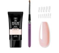 ROSALIND Poly Nail Gel Kit Réparation 60ml avec Faux Ongles et Pinceau | Rosa UV LED Extension Poligel à Ongle avec Faux Ongles et Pinceau, Acrygel pour Débutant, Professionnel et Salon de Manucure