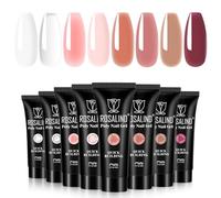 ROSALIND Poly Ongle Gel Set Jelly 8Couleurs 10ml UV Extension Rapide | UV LED Mini Gel Quick Construction Poly Ongle DIY Nail Art Poly Nail Gel pour Débutant, Professionnel et Salon de Manucure
