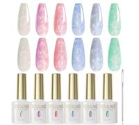 ROSALIND Semi Permanent, 6 Couleurs Perle Spirale Effet Blanc Violet Rose Bleu Vert Vernis Semi Permanent, UV/LED Soak Off Nacré Vernis Gel Manucure Française
