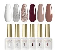 ROSALIND Vernis à Ongles Semi Permanent Blanc Marron Argent Automne Hiver 6 Couleurs UV LED Soak Off Gel Nail Polish French Manucure
