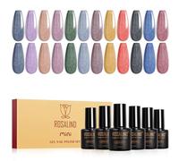 ROSALIND Vernis Semi Permanent 12 Couleurs Gris Violet Vert Rouge Noir | Vernis Gel Semi Permanent Doux, Soak-off Mini UV/LED Semi-permanent Manucure