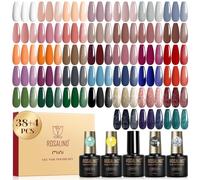 ROSALIND Vernis Semi Permanent 42PCS Nude Marron Rouge Orange Violet | Gris Couleurs Vernis Gel Semi Permanent, Mini UV/LED Semi-permanent Bleu Vert Nail Art Manucure Automne Hiver Cadeau
