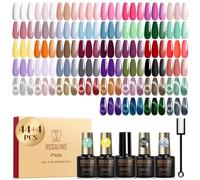 ROSALIND Vernis Semi Permanent 48 PCS Rose Vert avec Magnétique Cat Eye Gel | Violet Bleu Vernis Gel Semi Permanent avec Cateye Gel Argent Rose Marron Violet, UV/LED Mini Couleurs Gel Cadeau avec Aimant