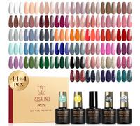 ROSALIND Vernis Semi Permanent 48PCS Marron Rouge Orange Violet Couleurs | avec Bleu Vert Rouge Pailleté Vernis Gel Semi Permanent, Mini UV/LED Semi-permanent Nail Art Manucure Automne Hiver Cadeau