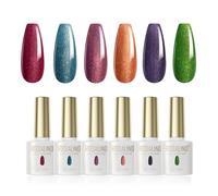 ROSALIND Vernis Semi Permanent 6 Couleurs Doré Pailleté Rouge Bleu Violet | Vert Vernis Semi Permanent Pailleté, UV LED Brillants Semi Permanent Manucure Française Cadeau 6ml