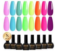 ROSALIND Vernis Semi Permanent 8 Couleurs 10ML Rose Bleu Vert Jaune Orange | Violet Vernis Gel Semi Permanent, Soak-off UV/LED Couleurs Printemps D'été Manucure Cadeau
