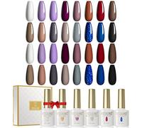 ROSALIND Vernis Semi Permanent Automne 20Pcs Lot Vernis à Ongles Gels Semi-permanents avec Base et Top Coat Matt, UV LED Soak Off Gel Polish Nail French Manucure 6ml