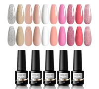 ROSALIND Vernis Semi Permanent Blanc Nude Beige Pailleté Rose Argent Vernis à Ongles Vernis Gel UV,10 Couleurs Vernis Semi-Permanent French Manucure Soak Off Gel Nail Polish Nail Art Lot
