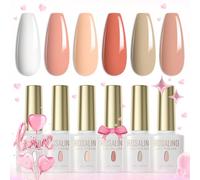ROSALIND Vernis Semi Permanent,Blanc Nude Marron 6 Couleurs Vernis à Ongles Gels Semi-permanents UV LED Soak Off Gel Polish French Manucure de Nail Art Printemps/Été Kit 6ml