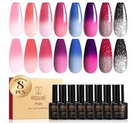 ROSALIND Vernis Semi Permanent Caméléon 8 Couleurs Rose Violet Bleu Rouge | Noir Gel Polish Vernis Semi Permanent, Soak-off Mini UV/LED Gel Caméléon Cadeau Tendance Manucure Set