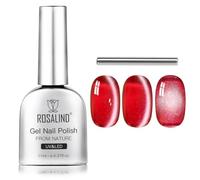 ROSALIND Vernis Semi Permanent Cat Eyes Rouge Couleur 1 Pièces 11ML | Rouge Vernis Gel Magnétique, Soak Off UV/LED Gel Polish Semi-permanent Cat Eyes avec Bâton Magnétique pour Manucure