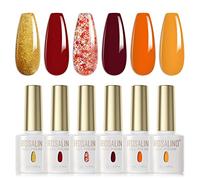 ROSALIND Vernis Semi Permanent Doré Rouge Rouge Foncé Orange Jaune 6 Couleurs Vernis à Ongles Gels Semi-permanents UV LED Soak Off Gel Nail Polish French Manucure