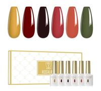 ROSALIND Vernis Semi Permanent Jaune Rouge Vert 6 Couleurs | Automne Hiver Vernis Gel UV Semi Permanen UV LED Soak Off Gel Nail Polish French Manucure 6ml