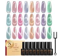 ROSALIND Vernis Semi Permanent Jelly Magnétique 8 Couleurs Bleu Vert Violet | Rose Moonlight Crystal Cat Eyes Vernis Gel UV Semi Permanent, UV/LED Mini Jelly Cateye Manucure Cadeau