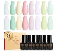 ROSALIND Vernis Semi Permanent Macarons 8 Couleurs Pastel Bleu Vert Rose | Violet Jaune Vernis Gel Semi Permanent, Soak-off Mini UV/LED Pastel Semi-permanent Printemps D'été Manucure Cadeau
