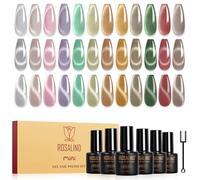 ROSALIND Vernis Semi Permanent Magnétique 12 Couleurs Argent Rose Violet | Marron Vert Rouge Moonlight Crystal Cat Eye Vernis Gel UV Semi Permanent, Soak-off Mini UV/LED Vernis Gel Manucure Cadeau