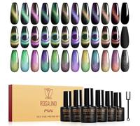 ROSALIND Vernis Semi Permanent Magnétique 12 Couleurs Cat Eye Bicolore Gel | Vernis Gel UV Semi Permanent Cat Eyes Vert Violet Bleu Or, Soak-off Mini UV/LED Cateye Gel avec Aimant Manucure Cadeau