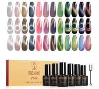 ROSALIND Vernis Semi Permanent Magnétique 12 Couleurs Cat Eye Gel | Vernis Gel UV Semi Permanent Cat Eyes Argent Rose Brun Violet Vert, Mini UV/LED Cateye Gel avec Aimant Manucure Cadeau