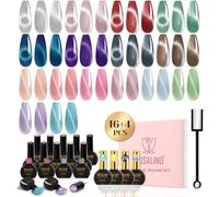 ROSALIND Vernis Semi Permanent Magnétique 20 Pièces 10ML Rose Vert Bleu | Violet Marron Rouge Cat Eyes Vernis Gel avec Base Coat Top Coat, UV/LED Semi-permanent avec Aimant Cateye Manucure Cadeau