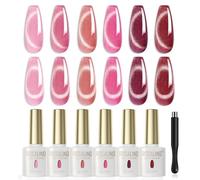 ROSALIND Vernis Semi Permanent Magnétique 6 Couleurs Rose Rouge Cat Eye Gel | Vernis Semi Permanent Cat Eye avec Bâton Magnétique, Rose Rouge Vernis Gel, UV/LED Cateye Gel Nail Art Manucure 6ml