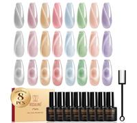 ROSALIND Vernis Semi Permanent Magnétique 8 Couleurs Cristal Cat Eye Argent | Bleu Vert Violet Rose Vernis Gel UV Semi Permanent, Soak-off Mini UV/LED Cateye Manucure Cadeau