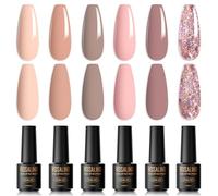 ROSALIND Vernis Semi Permanent Nude,6 Couleurs Mini Marron Pastel Naturel Nude Beige Abricot Rose Nue Le Brun Vernis à Ongles Soak Off UV LED Gel Nail Polish