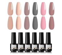 ROSALIND Vernis Semi Permanent Nude Rose Gris Vernis à Ongles pour UV LED, Nail Art Kit Vernis Semi Permanent Pastel Soak Off Gel Nail Polish French Manucure Set 6Pcs