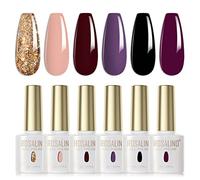 ROSALIND Vernis Semi Permanent Or Nude Rouge Foncé Violet Violet Foncé Noir 6 Couleurs Vernis à Ongles Gels Semi-permanents UV LED Soak Off Gel Nail Polish French Manucure
