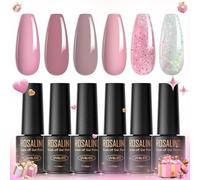 ROSALIND Vernis Semi Permanent Rose 6 Couleurs Mini Paillette Rose | Soak Off Vernis Gel UV LED Nail Art Vernis Permanent Manucure Printemps été Cadeau