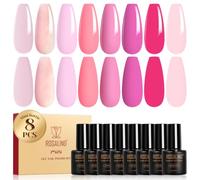 ROSALIND Vernis Semi Permanent Rose,8 Couleurs Clair Rose Nude Neon Rose | Vernis Gel UV Semi Permanent, Soak Off UV/LED Vernis Semi-permanent Printemps été Manucure Cadeau
